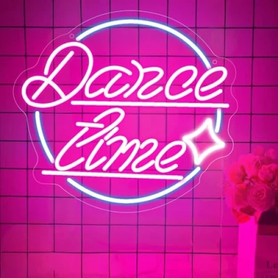 Image of Dance Time Neon Sign, Pink Lights for Bedroom Art Decor, LED Dimmable Sign Light USB Powered Room Studio Home Party Wall Decor