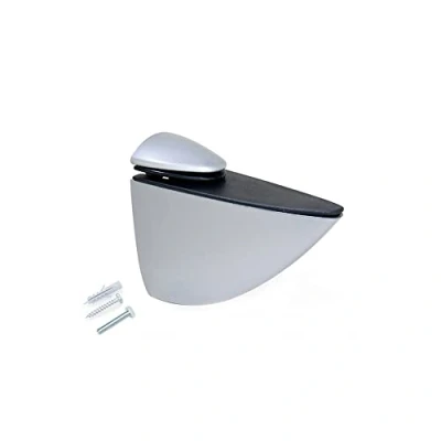 Image of Emuca Set of 2 adjustable shelf support brackets mod. Pelicano for wooden/glass 5 40mm thickness, aluminium painted finish
