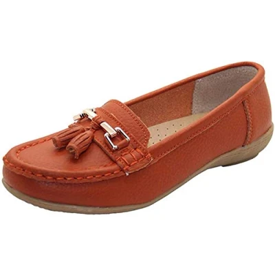 Image of Jo &amp; Joe Ladies LR Nautical Loafer Flatform Shoes Orange UK 7