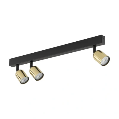 Image of Top Rounded Head Type II Ceiling Spotlight Bar Black, Gold 3xGU10