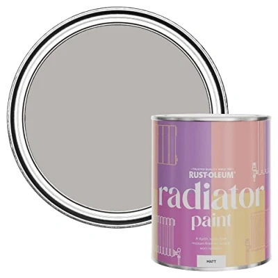 Image of Rust Oleum Grey Heat Resistant Radiator Paint in Matt Finish Flint 750ml (SHDRCT1210)