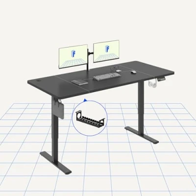 Image of FLEXISPOT Electric Standing Desk 180x80cm Sit Stand Table Height Adjustable with Hook for Home Office, Black