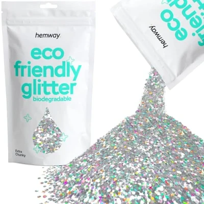 Image of Biodegradable Glitter Silver Holographic Eco Friendly Plant Based Bio Extra Chunky for Face Body Hair Craft Resin Festival Makeup Eyeshadow 100g / 3.5oz