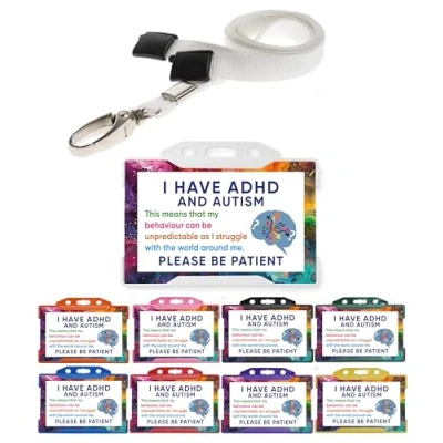 Image of QUANTUM LEAP ADHD and Autism Disability ID Card with White Holder Lanyard