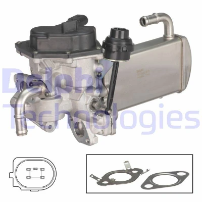 Image of 03L131512BM, 03L131512CB, 03L131512CC, 03L131512DK, 03L131512DS EGR valve DELPHI EG10576 12B1 with cooler VOLKSWAGEN: Transporter 6, 5