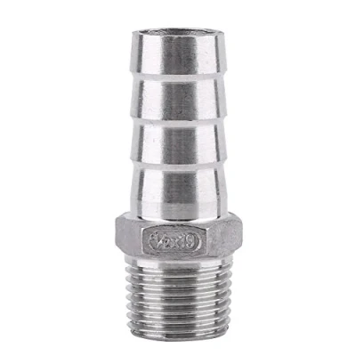 Image of SS304 Male Thread Pipe Fitting Barb Hose Tail Connector Stainless Steel BSP(1/2 * 19mm)