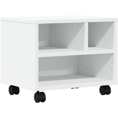 Image of vidaXL Printer Stand with Wheels White 41x32x34,5 cm