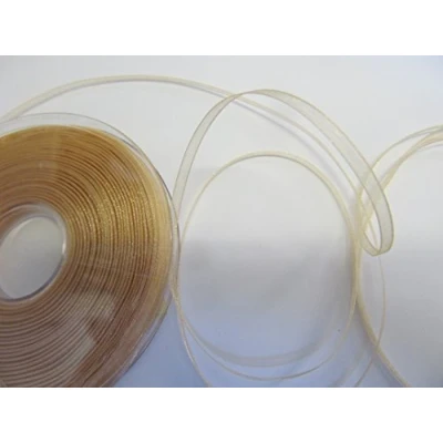 Image of Sheer Organza Ribbon 25 metre rolls Gold 7mm