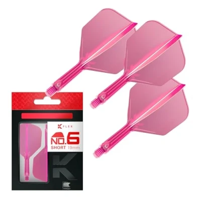 Image of TARGET Darts K Flex Integrated Dart Flight And Shaft, No.6 Pink (Short) Pack Of 3 No 6, Kflex Precision Moulded 2 In 1 Flights Stem Professional Accessories