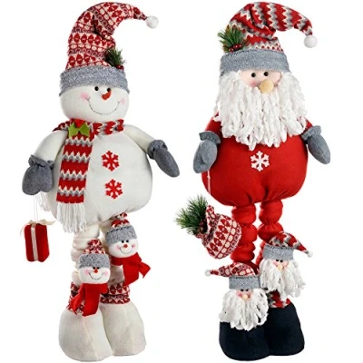 Image of WeRChristmas Extendable Free Standing Santa and Snowman, 99 cm Multi Colour, Set of 2