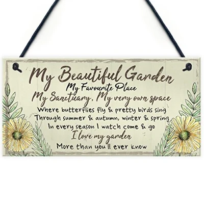 Image of RED OCEAN Beautiful Garden Plaque Summer House Sign Shed Friendship Mum Nan Gift