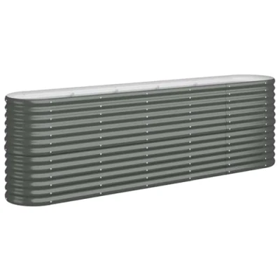 Image of vidaXL Anthracite Oval Garden Raised Bed Powder coated Steel Planter, Weather Resistant, Large 224x40x68 cm, for Patio/Garden