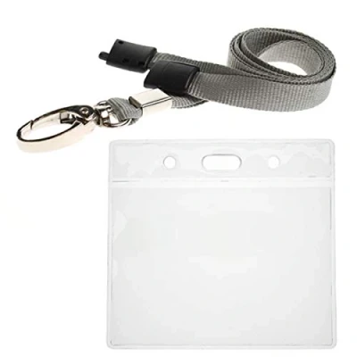 Image of ALG ID Cards® Grey Card Badge Wallet Lanyard Neck Strap with Metal Clip &amp; Safety Breakaway Release for Pass Holder
