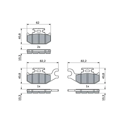 Image of 410607103R Brake pad set BOSCH 0 986 424 293 Low Metallic with anti squeak plate, mounting manual RENAULT: Twizy