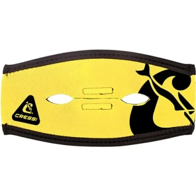 Image of Cressi Pony Tail Neo Mask Strap Cover_Yellow/Black Neoprene Cover for Diving and Snorkelling Masks, Yellow/Black, One Size, Unisex