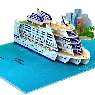 Image of LIMAH® Pop Up Card Cruise 3D Birthday Voucher Gift for Boat Trip Holiday Honeymoon Ship Travel