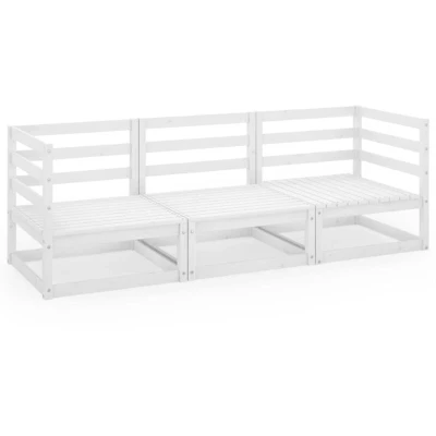 Image of vidaXL Garden 3 Seater Sofa White Solid Pinewood