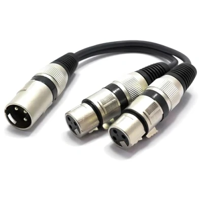 Image of VITALCO XLR Splitter Y Cable Adapter Male to 2x Female 3 PIN Microphone Audio