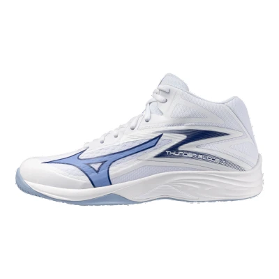Image of Mizuno THUNDER BLADE Z MID Volleyball Shoes White/BellwetherBlue/BelAirBlu Women/Men Size 12