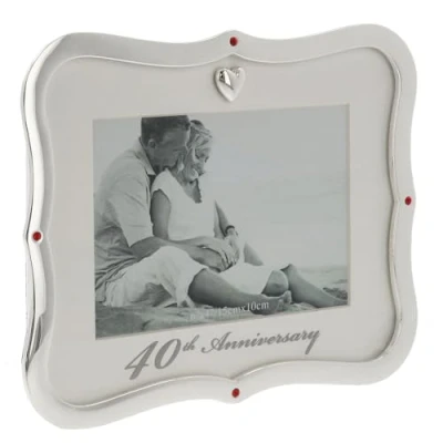 Image of Shudehill Giftware Anniversary Celebration Frame 25th, 40th or 50th 6x4 inch Silver Photo (40th)