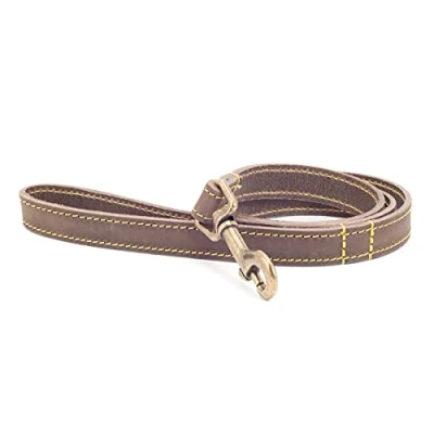 Image of Ancol Handcrafted Heavy Duty Sable Timberwolf Leather Dog Lead Pet Leash Accessory 1m