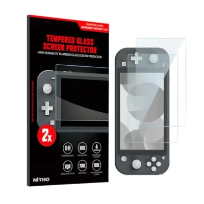 Image of NiTHO Screen Protector Compatible with Switch Lite Console, 9H Tempered Glass Protectors, Bubble Free Anti Scratch and Fingerprint Protective Film (2 Packs, Transparent)