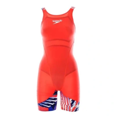 Image of Speedo Women&#039;s Fastskin LZR Ignite Kneeskin Tech Suit Racewear FINA Approved, Flame Red/Bolt/White, 20