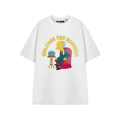 Image of Vanilla Underground The Simpsons Mens White Short Sleeved T Shirt Release Hounds Graphic Tee Classic Cartoon Apparel Homer, Marge, Bart &amp; Lisa Retro Top TV Series Merchandise Gift