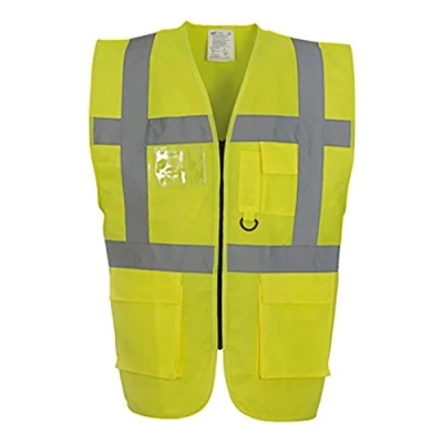 Image of Men&#039;s Multi functional Executive Hi vis Waistcoat (HVW801) YOKO Pen Pockets and Key Holder (Large, Yellow)