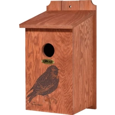 Image of dobar® Green Label 22362FSCe Nesting Box Star Wooden Starter Aid for Wild Birds Place with Screen Printed Motif Diameter 45 mm Brown