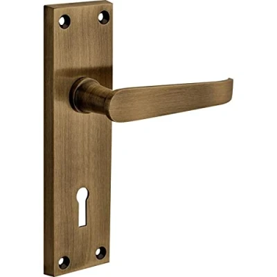 Image of Designer Levers Victorian Straight Lever Door Handles Antique Brass 1 Pair Locking Handle