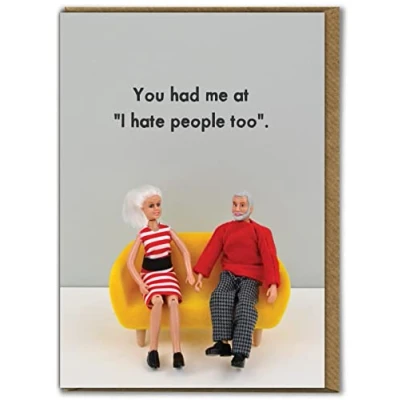 Image of Bold &amp; Bright Funny Anniversary Valentines Card &#039;I Hate People&#039; Cheeky Cards For Husband Wife Boyfriend Girlfriend Partner Novelty Humour