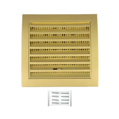 Image of H&amp;C Vent Gold Ventilation Grille with Slider and Insect protection 7,5 x 7,5Inch / 190 190mm │ Cover Extractor Air Covers for Inside Outside Pipe Wall Door Window