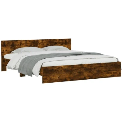 Image of vidaXL Bed Frame without Mattress Smoked Oak 160x200 cm
