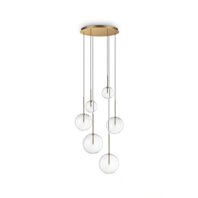 Image of Equinoxe 6 Light Cluster Pendant Ceiling Brass