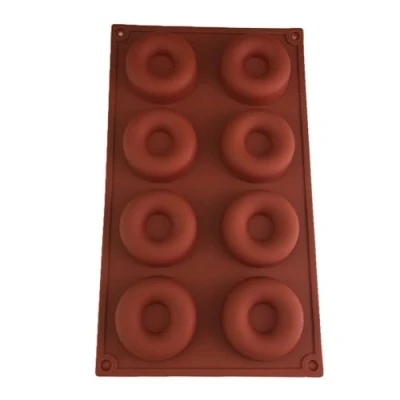 Image of ARA CHOICE 8 Cavity Silicone Mini Donut Pan Muffin Cups Cake Baking Ring Biscuit Mold Tray Non Stick Gadget with Molds Perfect BPA Free and Dishwasher Safe for Microwave Fridge