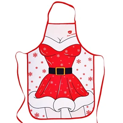 Image of Pohotobooth Props Ltd Novelty Christmas Festival Decoration Apron (Sexy Short Xmas Dress Snowy Apron)
