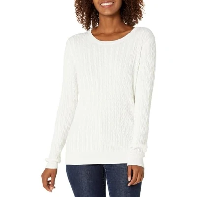 Image of Amazon Essentials Women&#039;s Lightweight Long Sleeved Cable Crewneck Sweater (Available in Plus Size), Ivory, 5XL