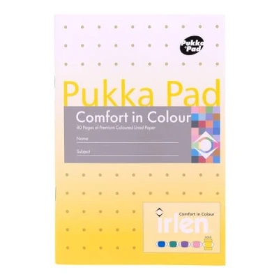 Image of Pukka Pad Irlen A5 Exercise Book Pack of 5 Staple Bound Notebooks with 80 Pages, 40 Sheets 80GSM Paper Designed Guidance from the Institute to Help Visual Processing Gold