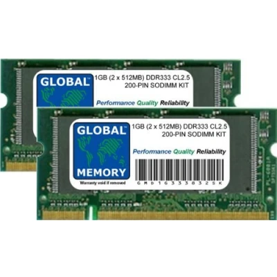 Image of 1GB (2 x 512MB) DDR 333MHz PC2700 200 PIN SODIMM MEMORY RAM KIT COMPATIBLE WITH LAPTOPS/NOTEBOOKS