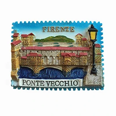 Image of Vecchio Bridge Florence Italy Fridge Magnet Souvenir Gift Collection Home &amp; Kitchen Decoration Magnetic Sticker Firenze Refrigerator