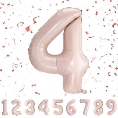 Image of Number Balloons 4,Pastel Pink 4 for Birhtday Party Decoration,40 Inch Giant Helium Foil Boys Girls 4th Birthday Decor Anniversary Decorations Supplies