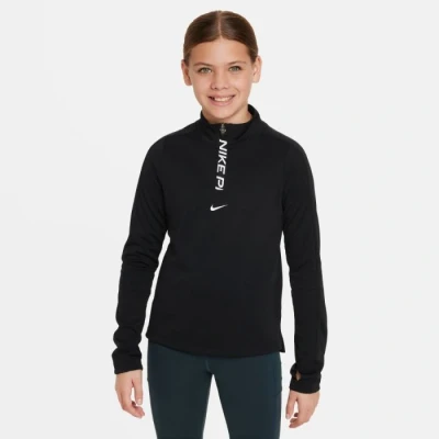 Image of Nike Pro Dri FIT Long Sleeve Half Zip Top XL Black for Junior Runners Ideal Comfort and Performance in Training