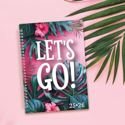 Image of 2025 2026 Academic Planner, A5 Hardback, Week to View, Spiral Bound, Assorted Designs (Lets Go)