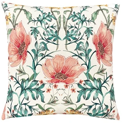 Image of Evans Lichfield Heritage Peony Polyester Filled Cushion, Polyester, Coral