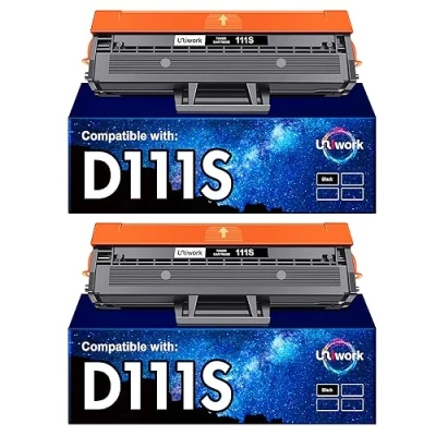 Image of Uniwork D111L D111S Compatible Toner Cartridge Replacement for Samsung MLT MLTD111S (Black, 2 Pack) (Packing May Vary)