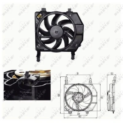 Image of 1018180, 1020254, 1037210, 1089652, 1111524 Cooling fan NRF 47681 360mm 12V 320W with radiator shroud control unit FORD: FIESTA 4