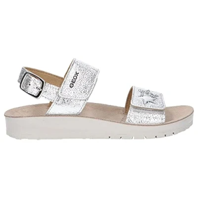 Image of Geox Girls J Costarei Gi Sandals, Silver, 3 UK