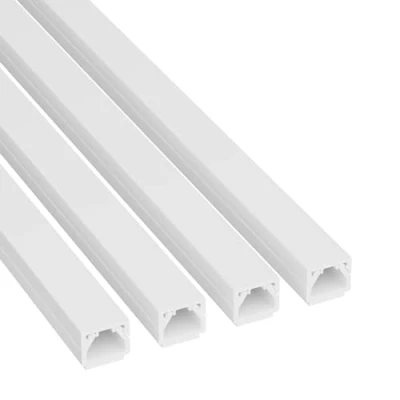 Image of D Line 10x8mm Cable Trunking, Cover, Paintable, Self Adhesive Wire Hide Single Cables, Management 4x 10mm (W) x 8mm (H) 1 meter Lengths (4 Meter) White