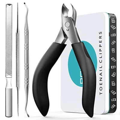 Image of Toenail Clippers for Thick Nails Nail Set Men.Heavy Duty Professional &amp; Ingrown Toe Clipper, Large Scissors Elderly/Mens/Women,Long Handle Safety RONAVO(Black)